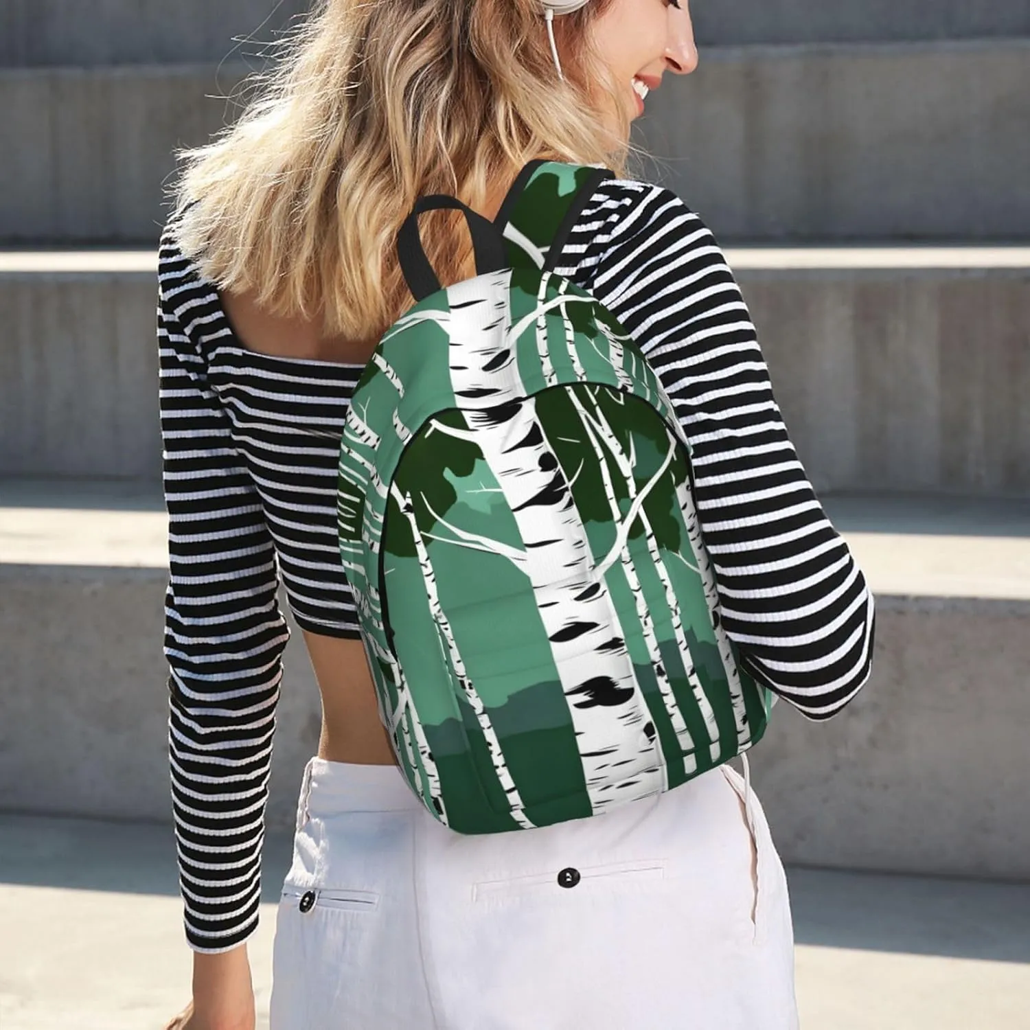 Birch Trees Print Laptop Backpack For Women Travel Canvas Bookbag For Men Outdoor Fashion Casual Daypack, Medium, SB-122