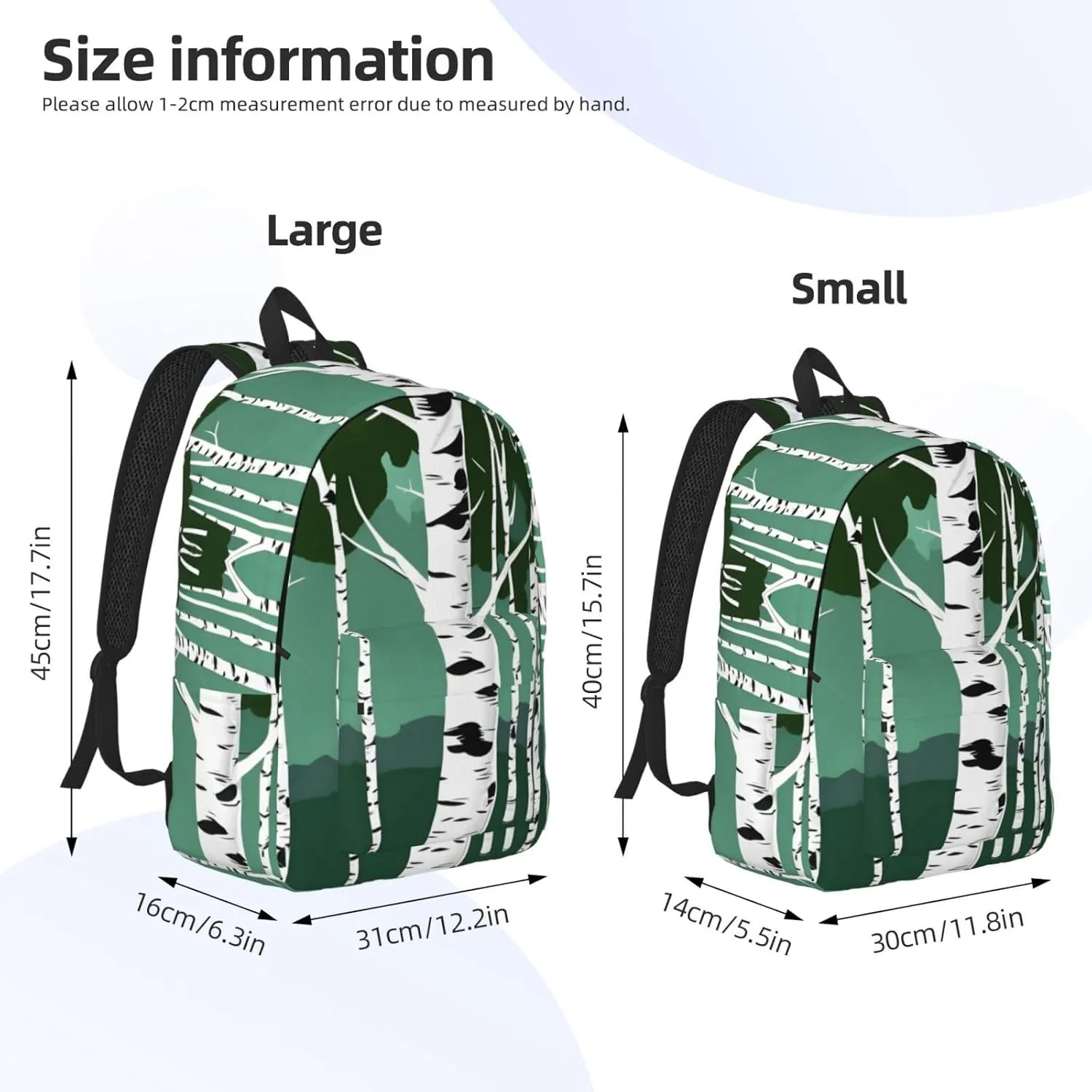 Birch Trees Print Laptop Backpack For Women Travel Canvas Bookbag For Men Outdoor Fashion Casual Daypack, Medium, SB-122