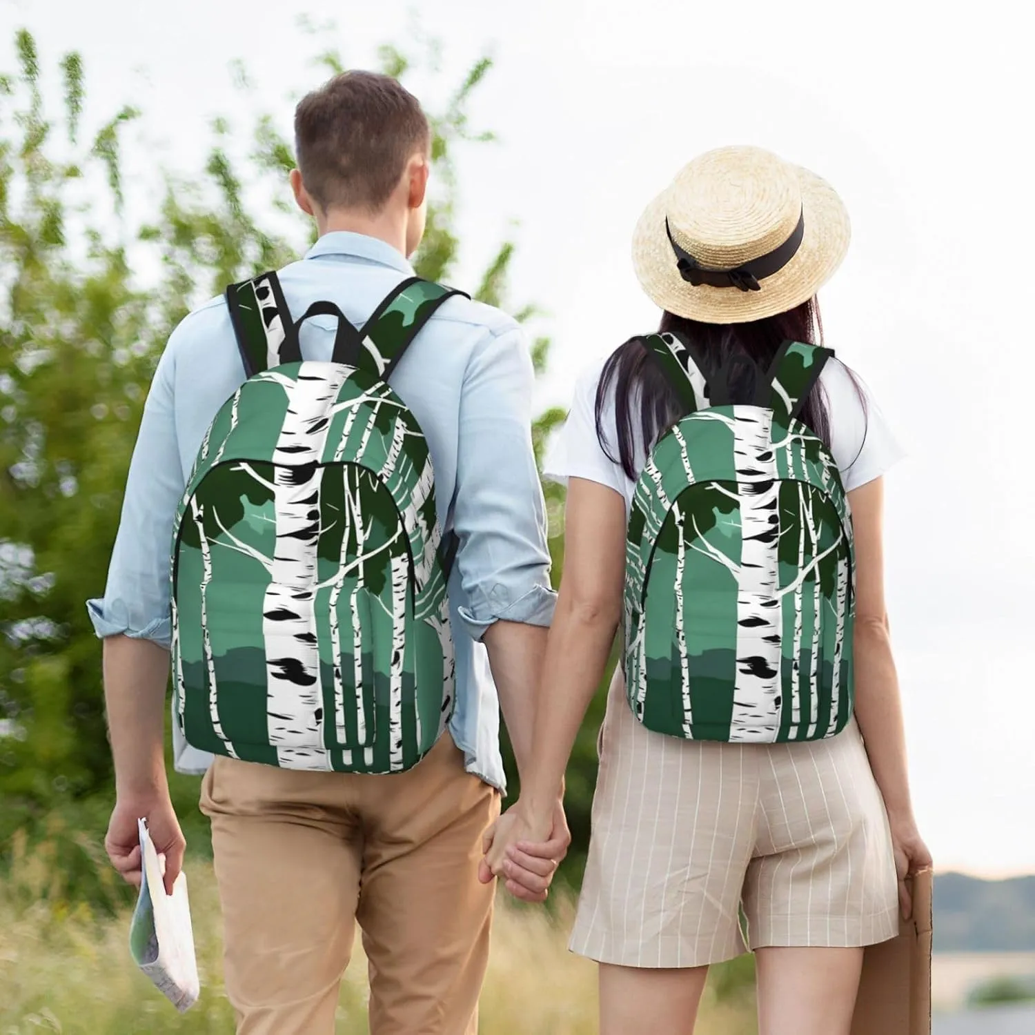 Birch Trees Print Laptop Backpack For Women Travel Canvas Bookbag For Men Outdoor Fashion Casual Daypack, Medium, SB-122