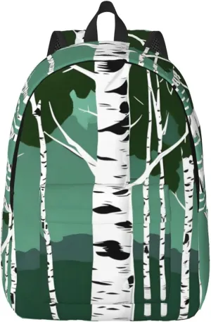 Birch Trees Print Laptop Backpack For Women Travel Canvas Bookbag For Men Outdoor Fashion Casual Daypack, Medium, SB-122