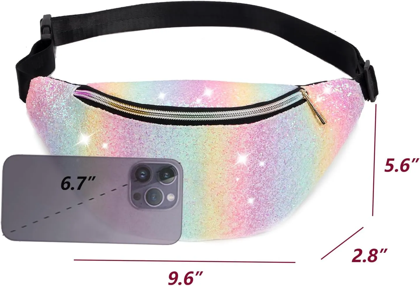Birthday Gift Kids Fanny Pack for Girls Teens Cute Toddler Glitter Waist Bag