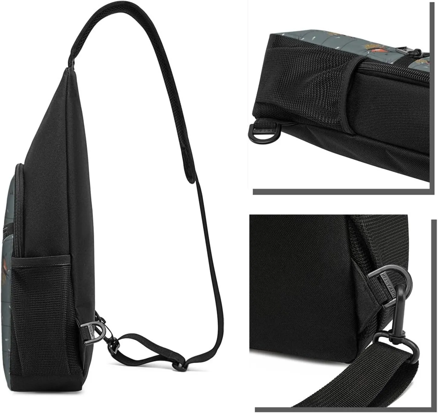 Black Brick Wall Crossbody Chest Bag, Casual Backpack, Small Satchel, Multi-Functional Travel Hiking Backpacks