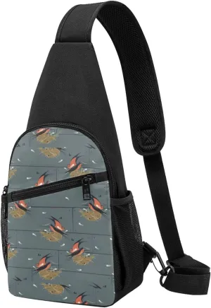 Black Brick Wall Crossbody Chest Bag, Casual Backpack, Small Satchel, Multi-Functional Travel Hiking Backpacks