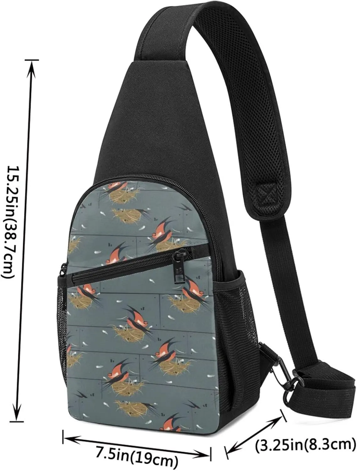 Black Brick Wall Crossbody Chest Bag, Casual Backpack, Small Satchel, Multi-Functional Travel Hiking Backpacks