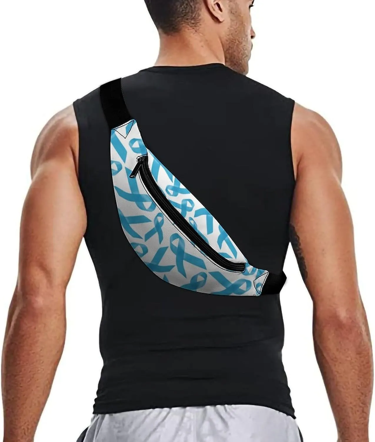 Blue Ribbons Prostate Cancer Awareness Unisex Belt Bag Crossbody Bag Fanny Pack Waist Pack Suitable for Travel And Sports, 36*15cm, style-12