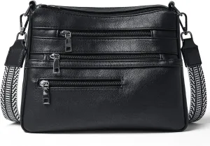 Bluome Crossbody Purses for Women, Vegan Leather Shoulder Bag Handbags Medium Hobo Bag with Guitar Strap