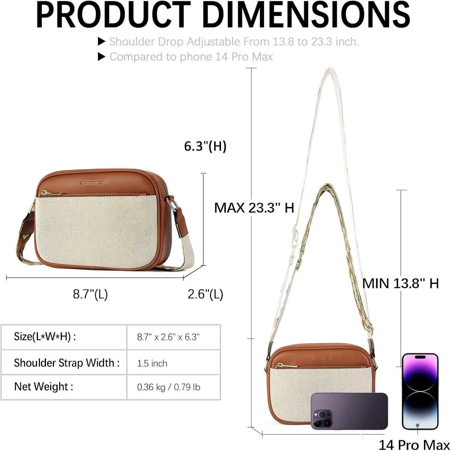 BOSTANTEN Quilted Crossbody Bags for Women Vegan Leather Purses Small Shoulder Handbags with Wide Strap