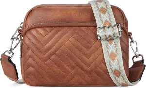 BOSTANTEN Quilted Crossbody Bags for Women Vegan Leather Purses Small Shoulder Handbags with Wide Strap