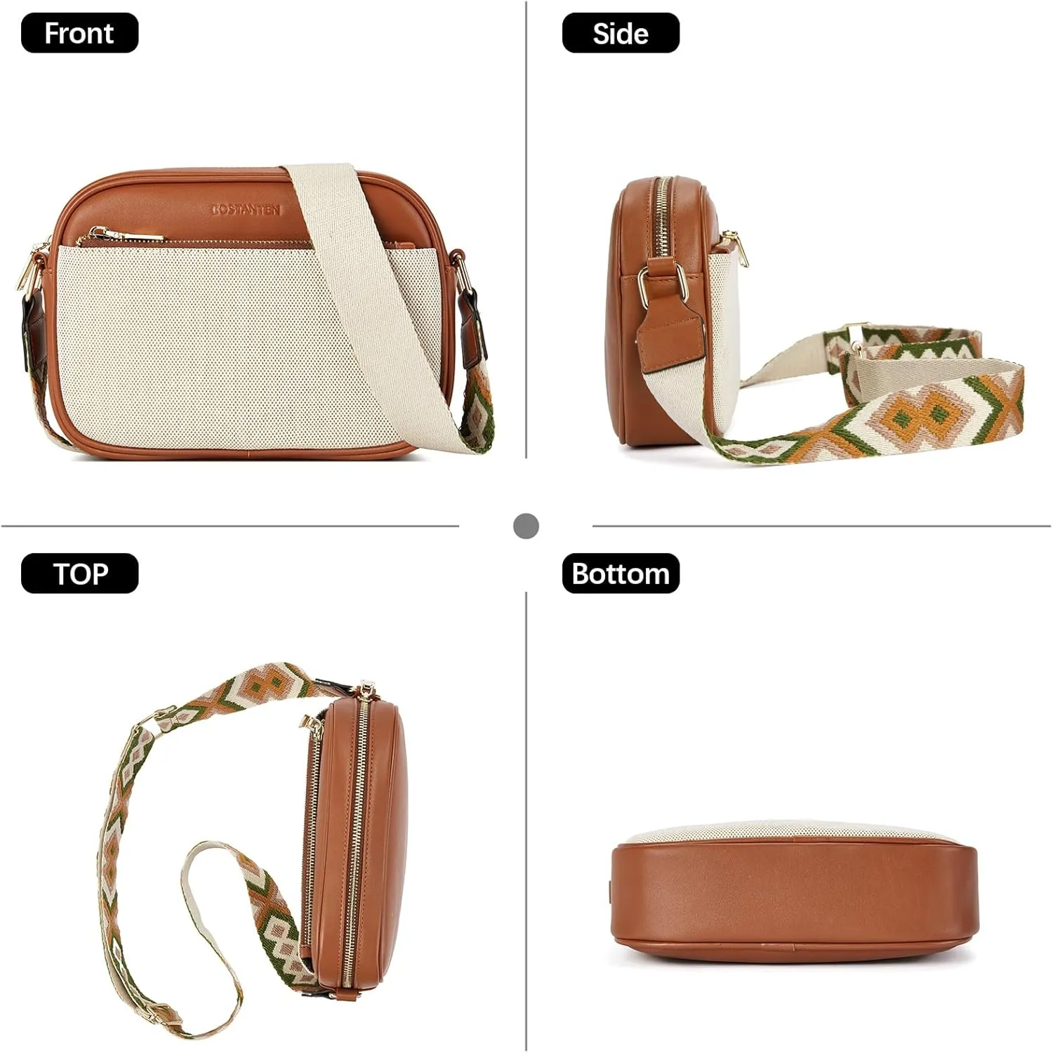 BOSTANTEN Quilted Crossbody Bags for Women Vegan Leather Purses Small Shoulder Handbags with Wide Strap