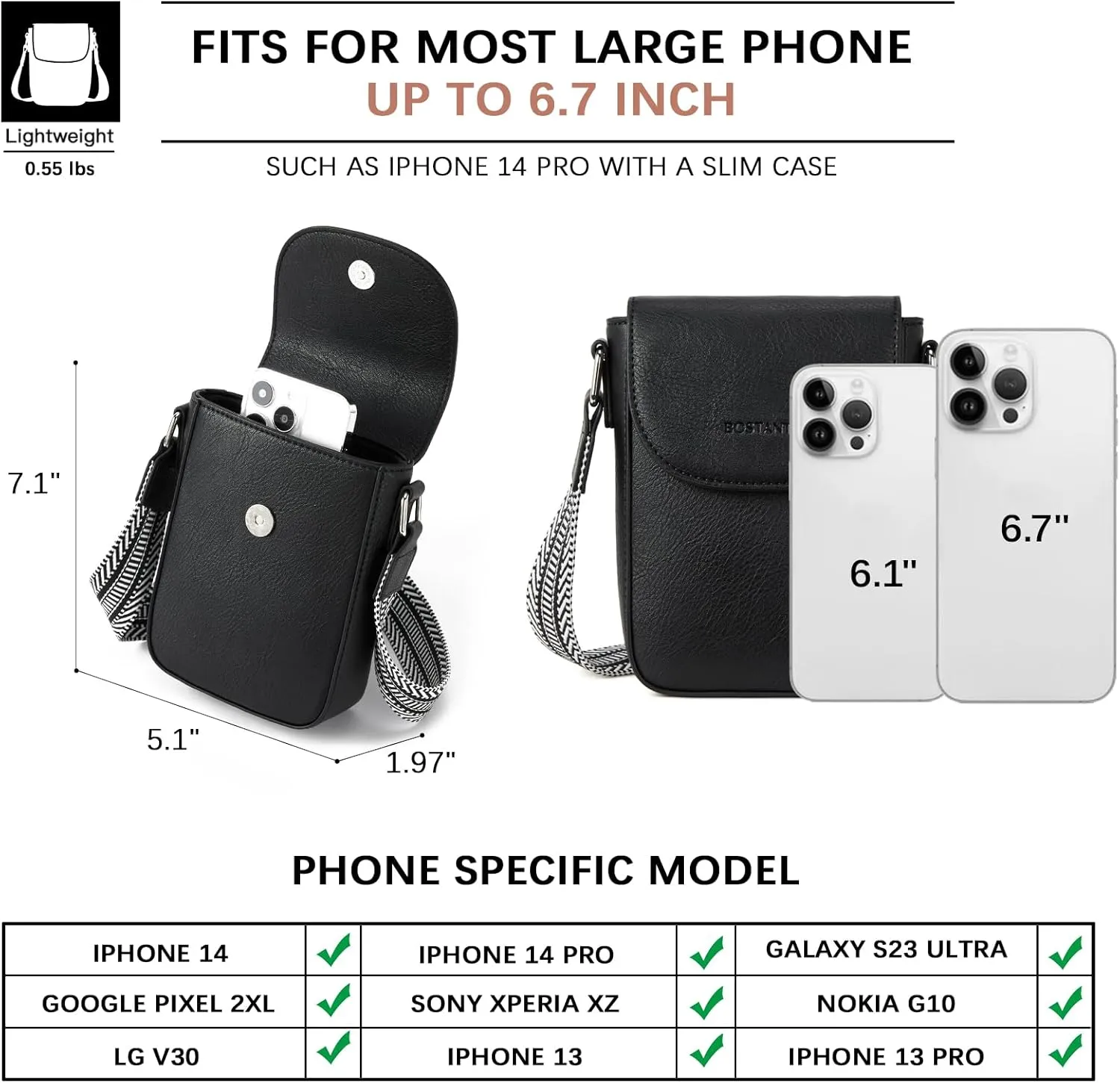 BOSTANTEN Small Crossbody Bags for Women Cell Phone Purse Leather Wallet Handbags with Card Slots