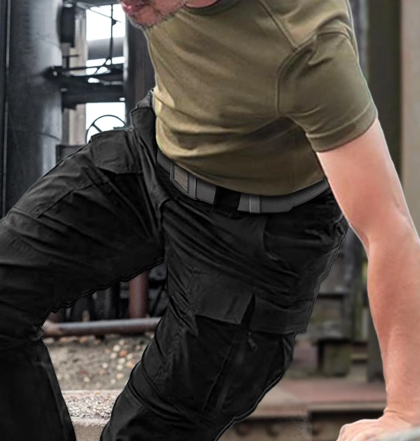 BULLIANT Tactical Belt for Men, Men Stretch Nylon Web Gift Belt 1.5"-Hiking Rigger Military Work-Quick Release