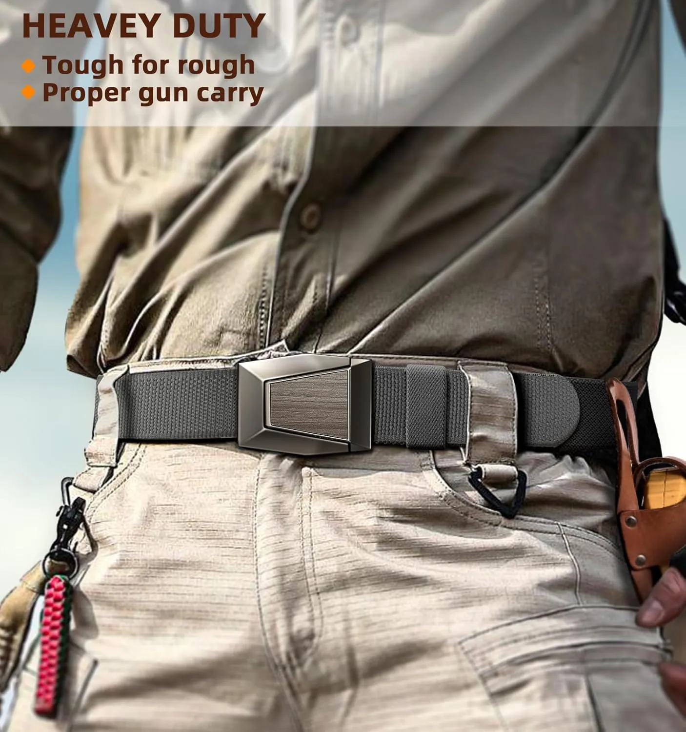 BULLIANT Tactical Belt for Men, Men Stretch Nylon Web Gift Belt 1.5"-Hiking Rigger Military Work-Quick Release