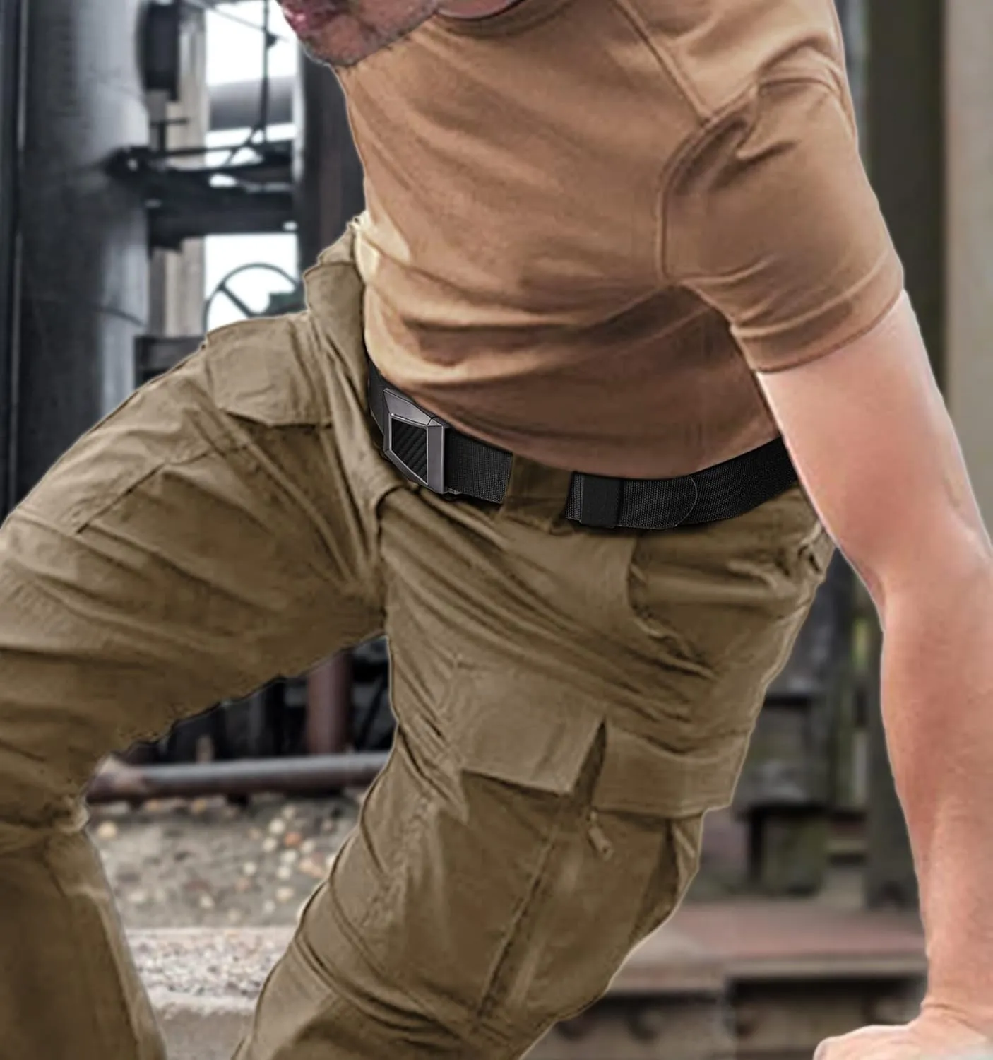 BULLIANT Tactical Belt for Men, Men Stretch Nylon Web Gift Belt 1.5"-Hiking Rigger Military Work-Quick Release