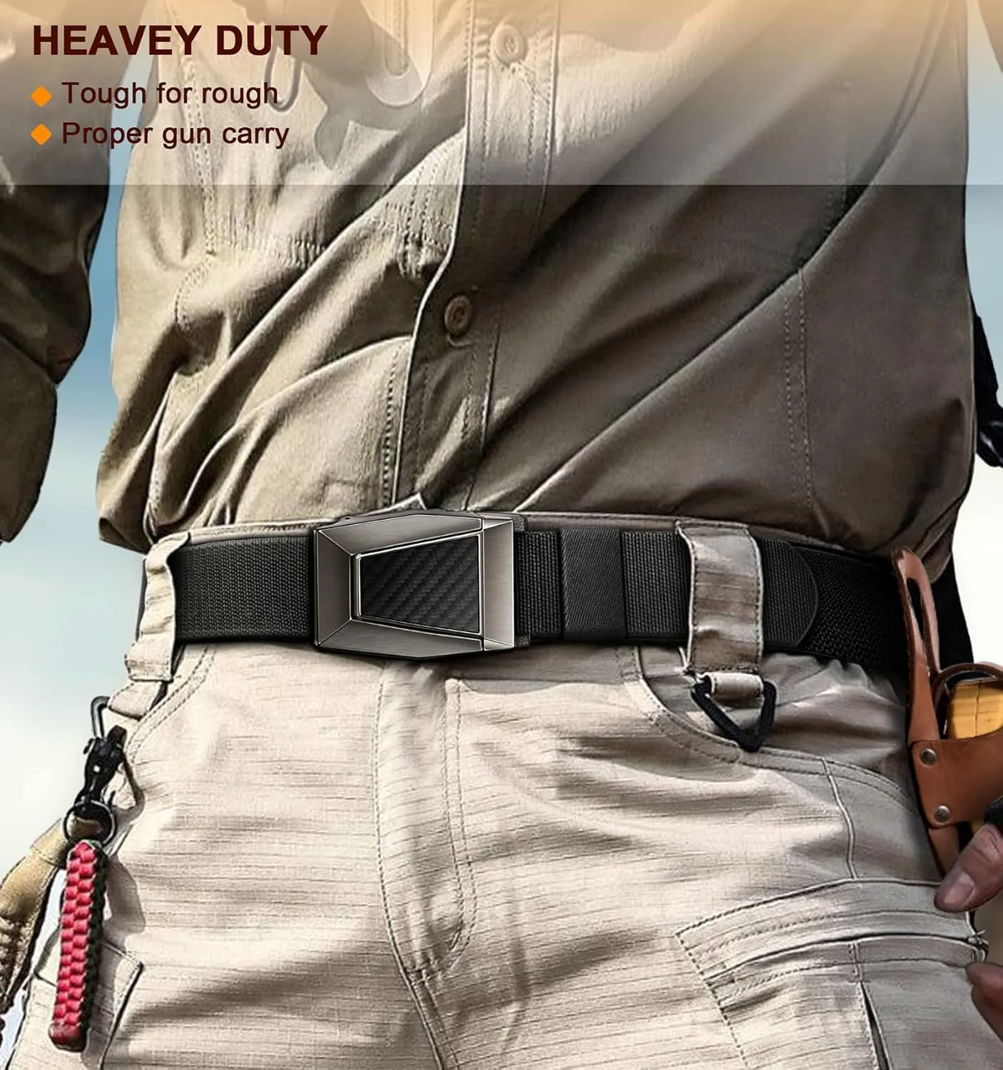 BULLIANT Tactical Belt for Men, Men Stretch Nylon Web Gift Belt 1.5"-Hiking Rigger Military Work-Quick Release