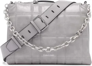 Calvin Klein Women's Rain Crossbody Bag – Vegan Leather with Chain Purse Strap, 3 Pockets