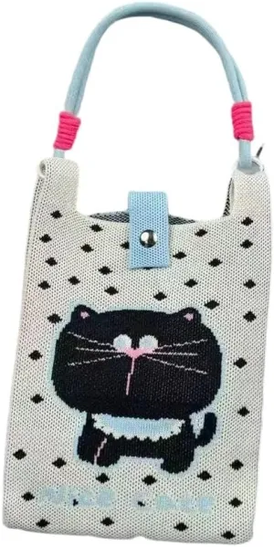 Cartoon Knit Phone Bag – Trendy & Versatile Crossbody Bag for Women, Multi-functional Shoulder & Crossbody Bag & Handbag