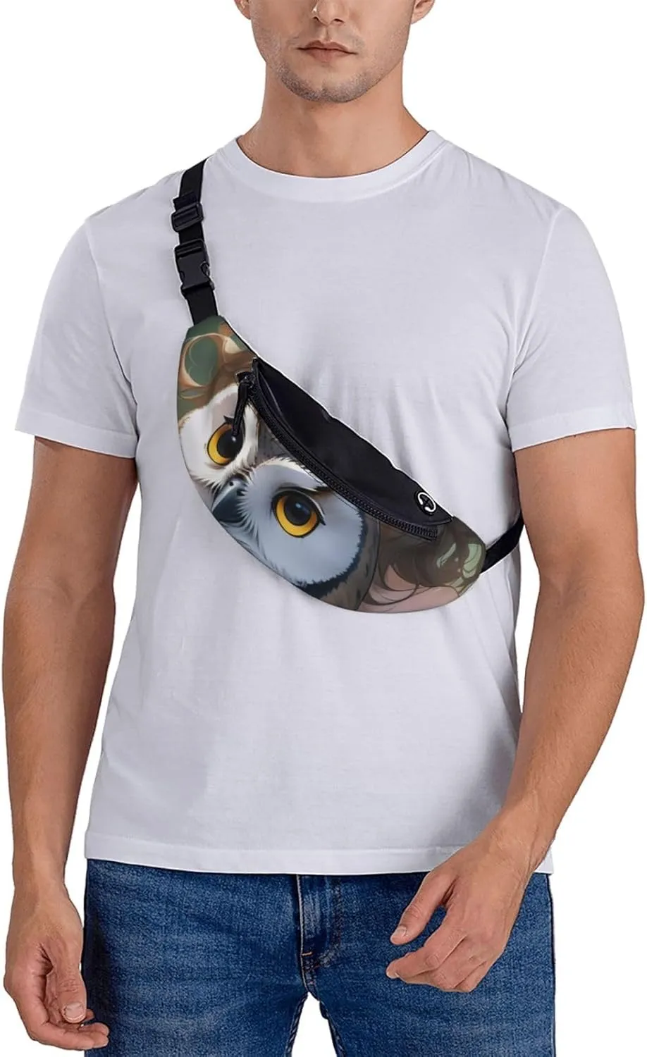 Casual Anime Owl Printed Fanny Pack,Crossbody Fanny packs for women Men Waist Bag for Running Travel