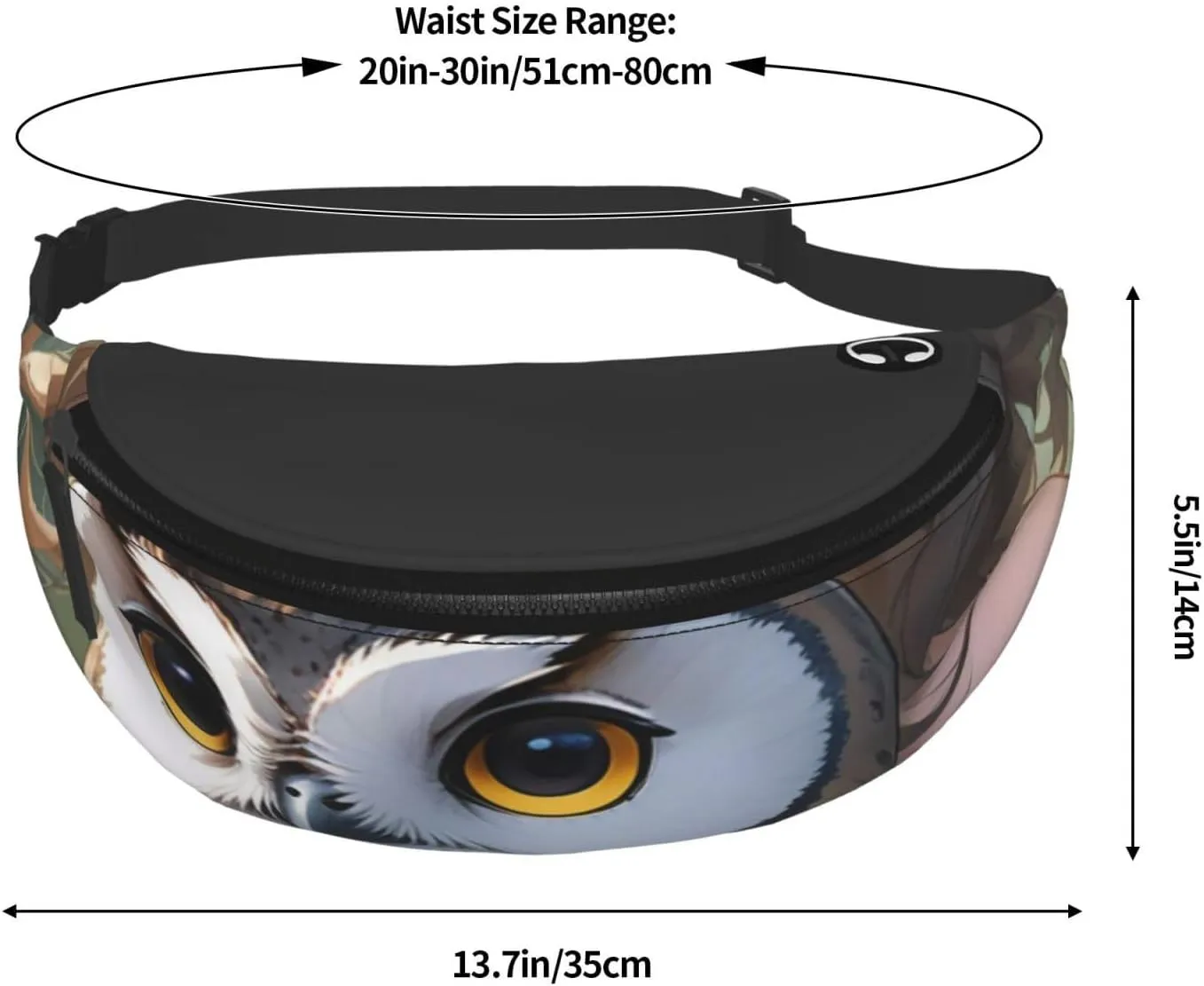 Casual Anime Owl Printed Fanny Pack,Crossbody Fanny packs for women Men Waist Bag for Running Travel