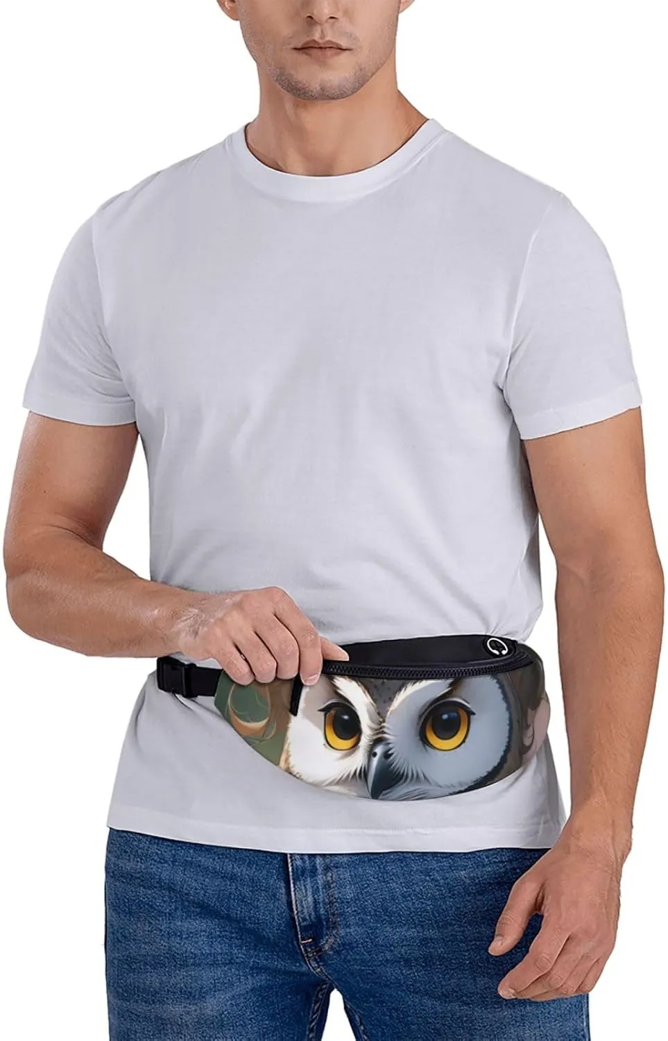Casual Anime Owl Printed Fanny Pack,Crossbody Fanny packs for women Men Waist Bag for Running Travel