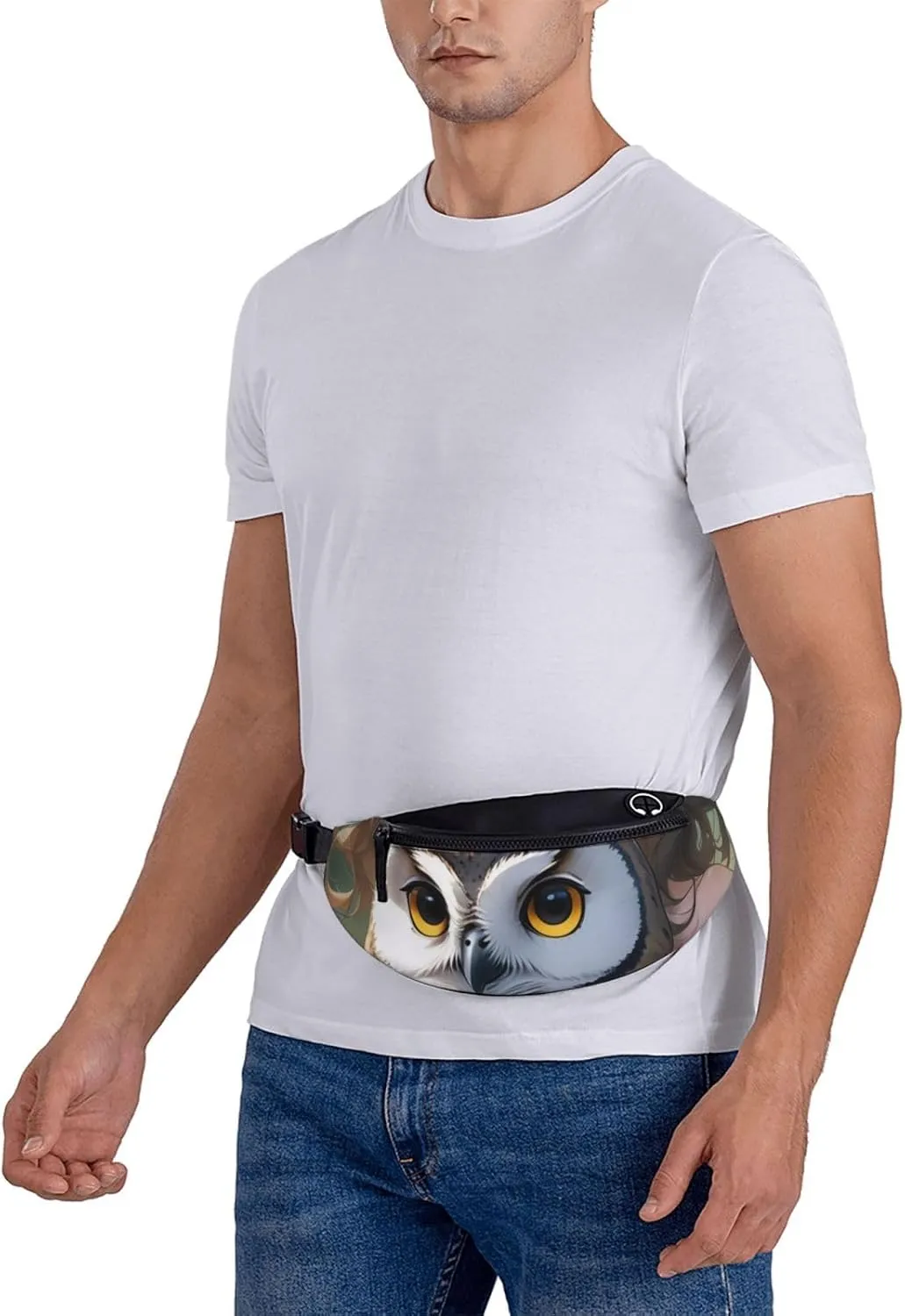 Casual Anime Owl Printed Fanny Pack,Crossbody Fanny packs for women Men Waist Bag for Running Travel