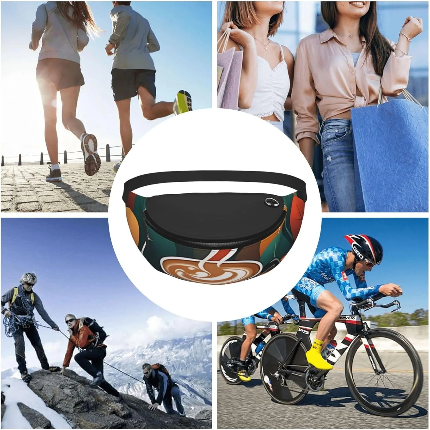 Casual Delicious Coffee Printed Fanny Pack,Crossbody Fanny packs for women Men Waist Bag for Running Travel