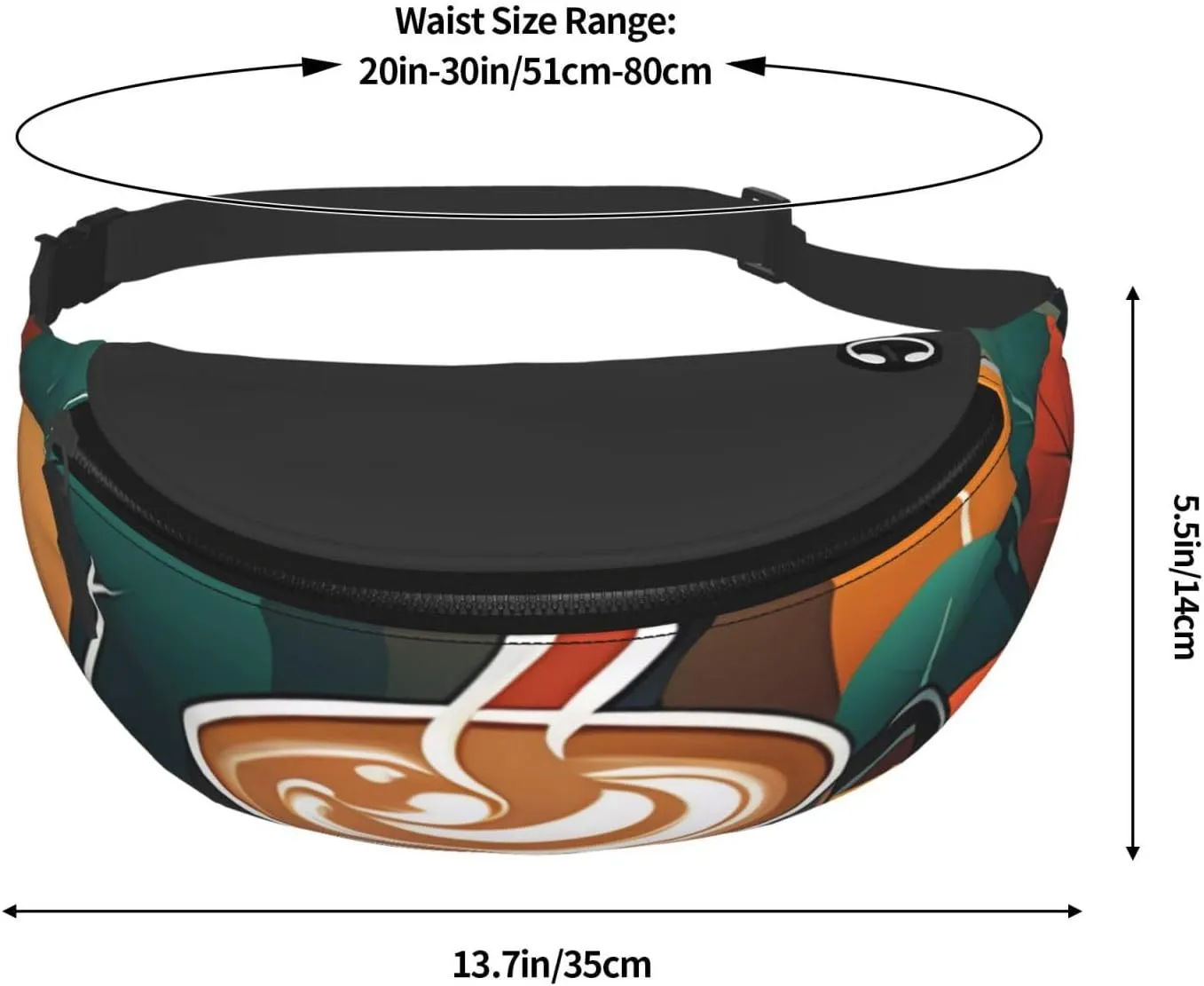 Casual Delicious Coffee Printed Fanny Pack,Crossbody Fanny packs for women Men Waist Bag for Running Travel