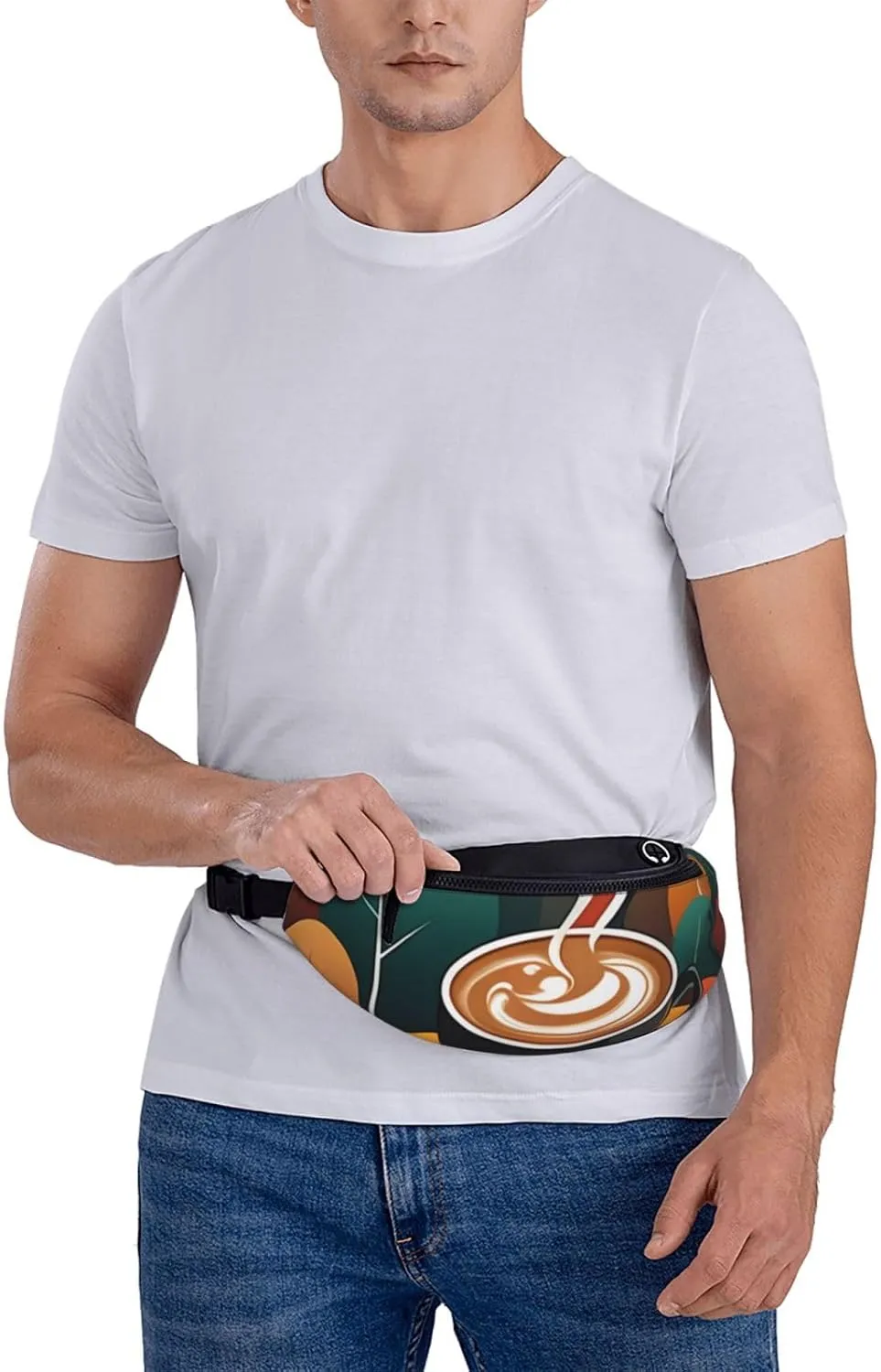 Casual Delicious Coffee Printed Fanny Pack,Crossbody Fanny packs for women Men Waist Bag for Running Travel