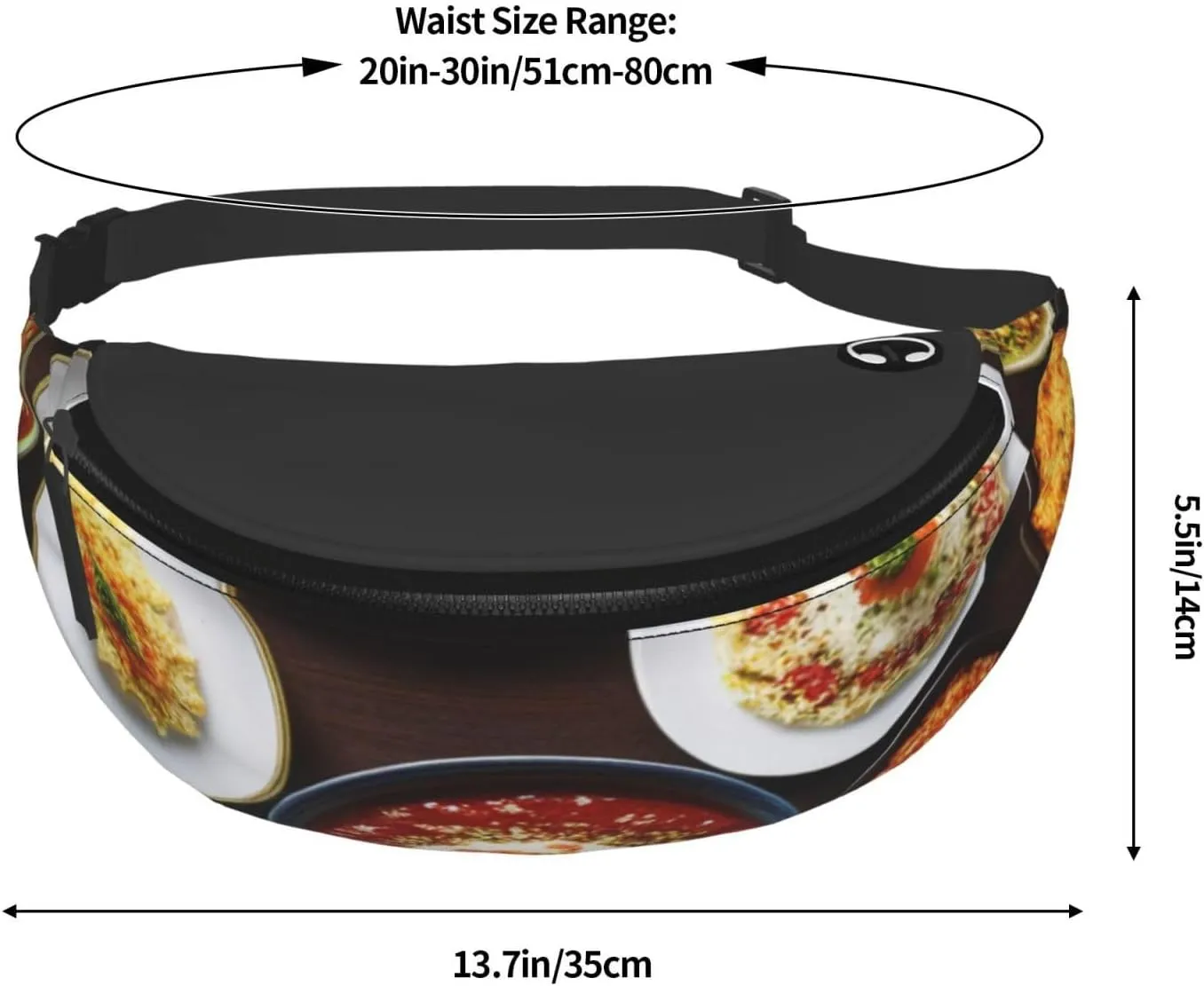 Casual Different food Printed Fanny Pack,Crossbody Fanny packs for women Men Waist Bag for Running Travel