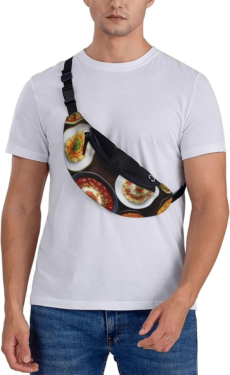 Casual Different food Printed Fanny Pack,Crossbody Fanny packs for women Men Waist Bag for Running Travel