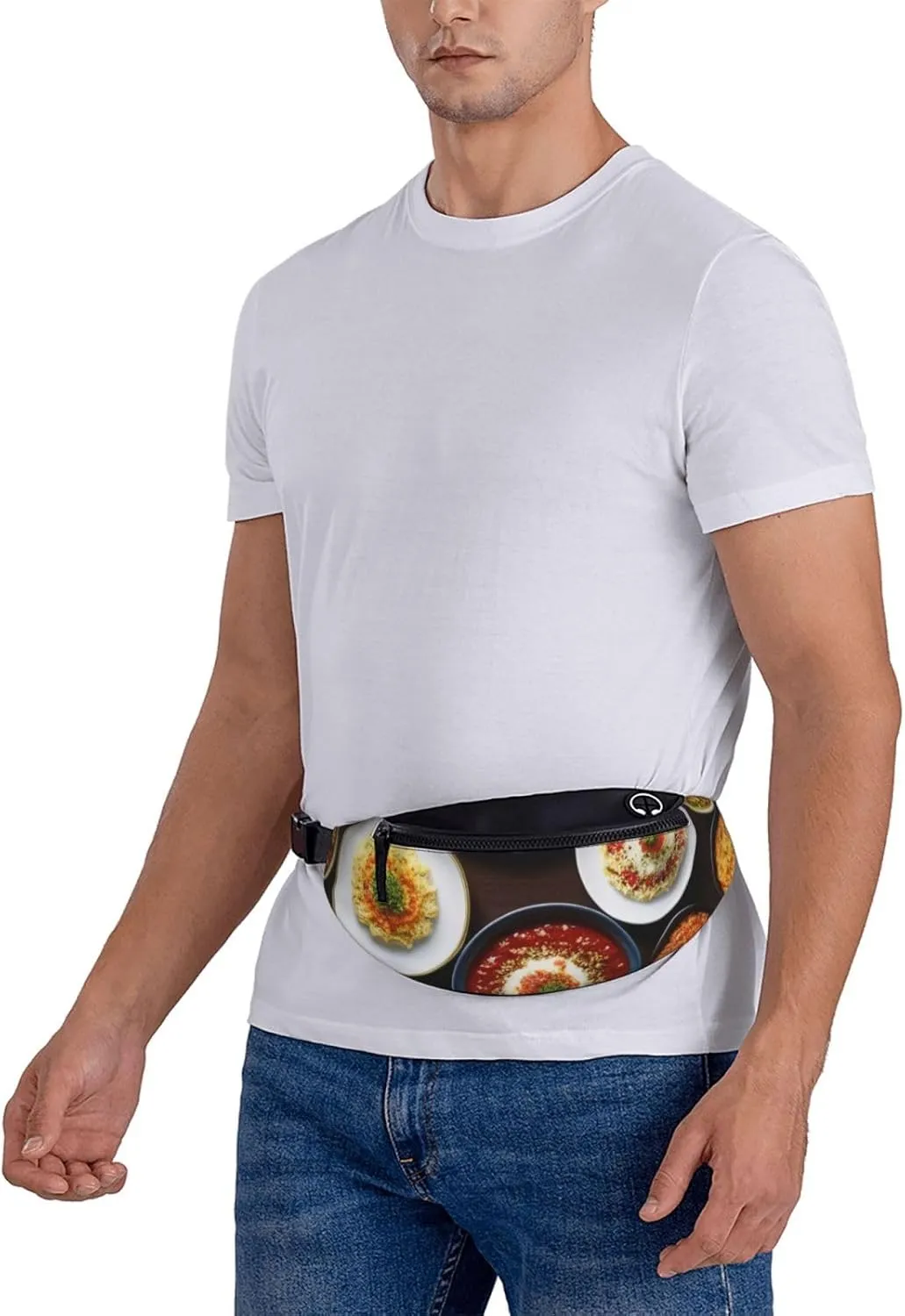 Casual Different food Printed Fanny Pack,Crossbody Fanny packs for women Men Waist Bag for Running Travel
