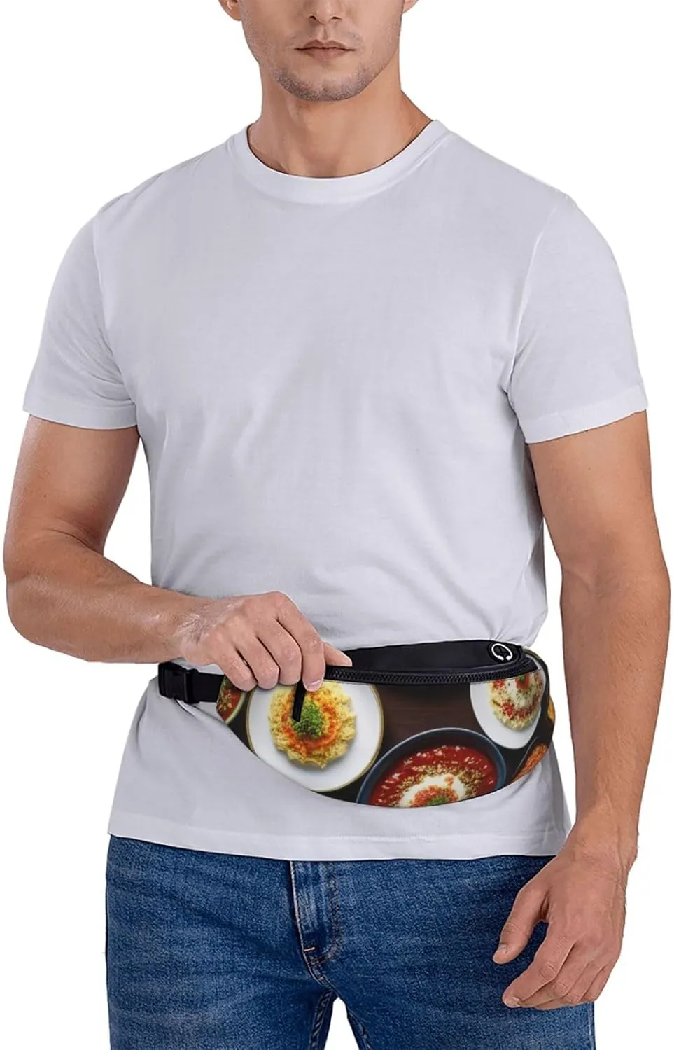 Casual Different food Printed Fanny Pack,Crossbody Fanny packs for women Men Waist Bag for Running Travel