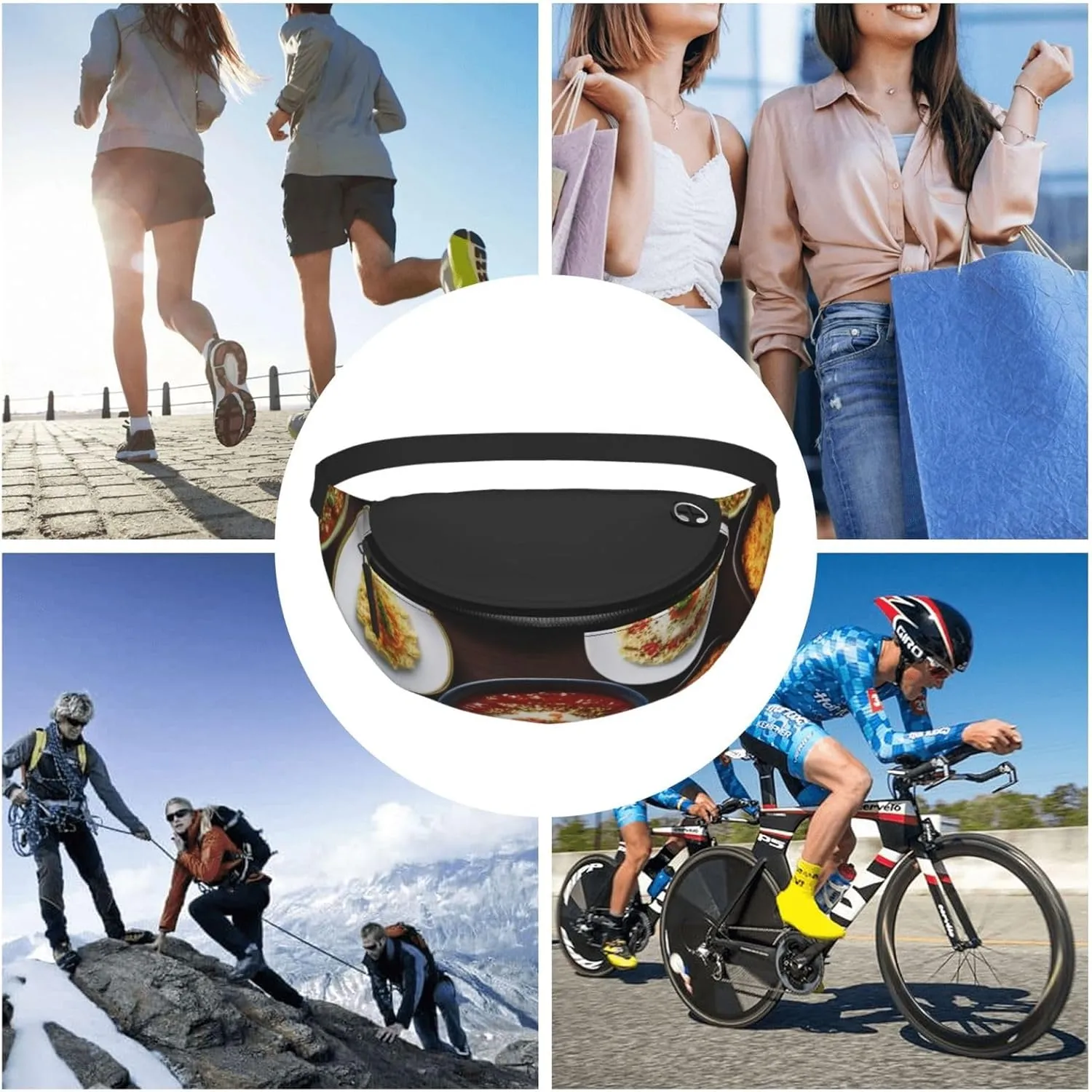 Casual Different food Printed Fanny Pack,Crossbody Fanny packs for women Men Waist Bag for Running Travel