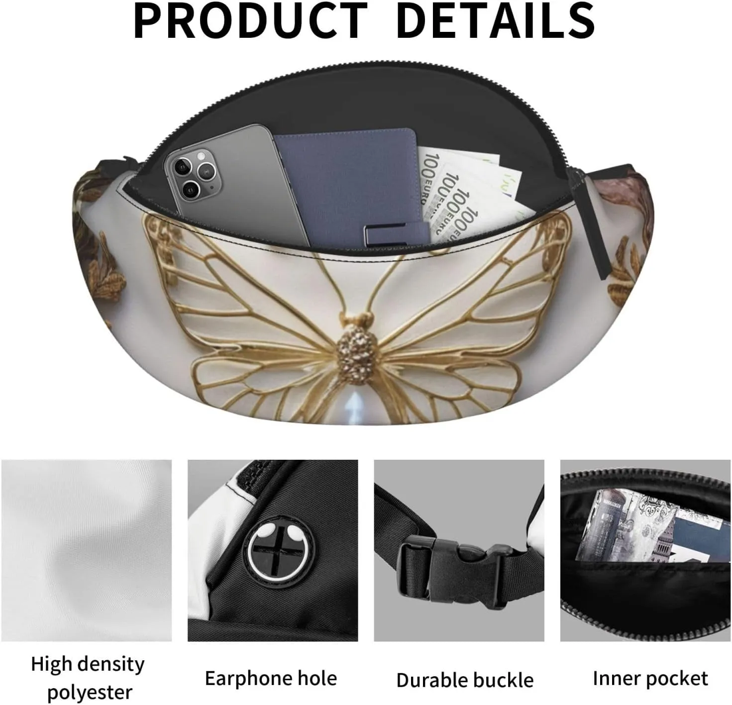 Casual Ethereal Essence Printed Fanny Pack,Crossbody Fanny packs for women Men Waist Bag for Running Travel