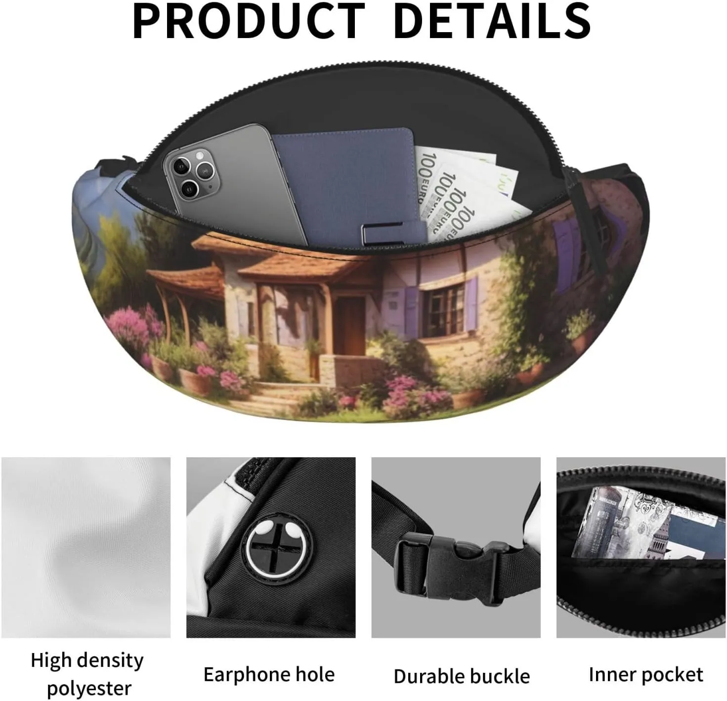 Casual Lavender Lullaby Printed Fanny Pack,Crossbody Fanny packs for women Men Waist Bag for Running Travel