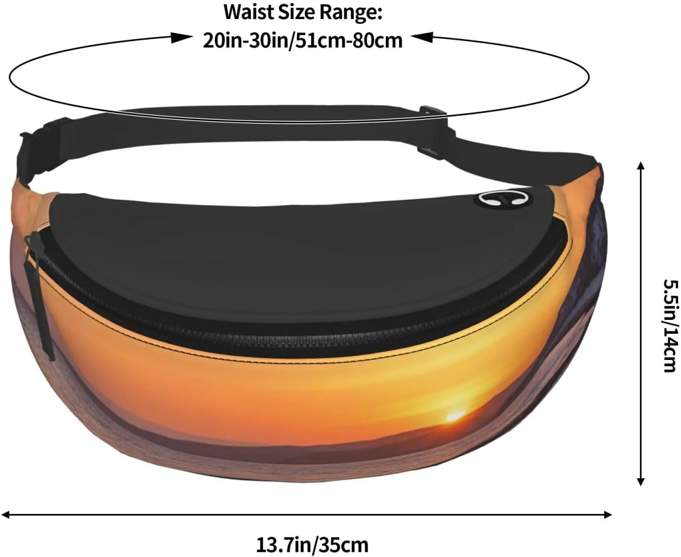 Casual Lonely Bench Sunset Printed Fanny Pack,Crossbody Fanny packs for women Men Waist Bag for Running Travel