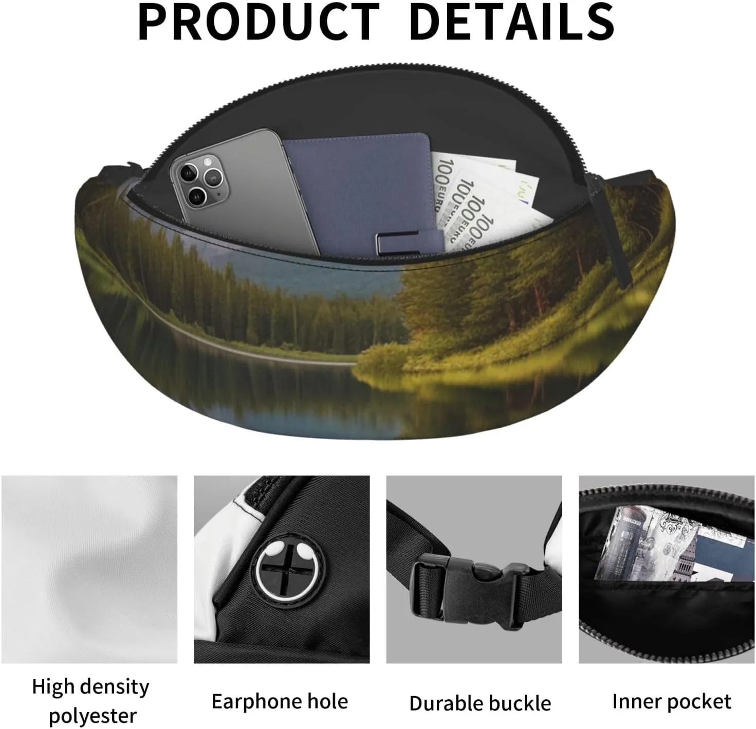 Casual Sublime Serenity Printed Fanny Pack,Crossbody Fanny packs for women Men Waist Bag for Running Travel