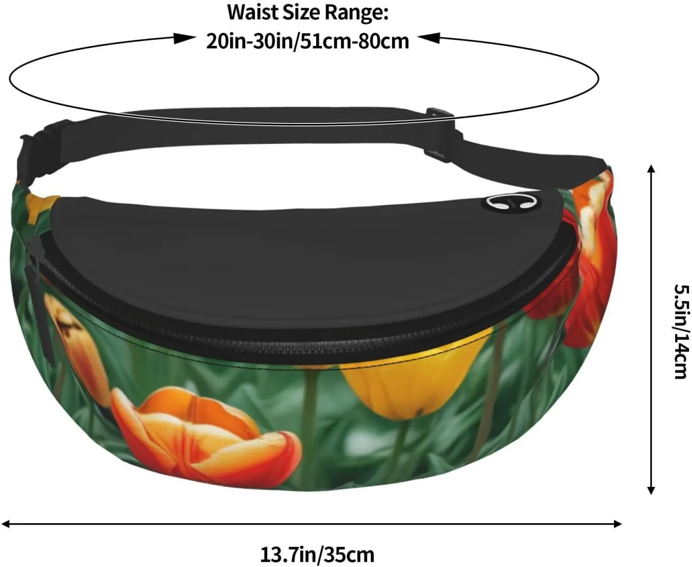 Casual tulips Printed Fanny Pack,Crossbody Fanny packs for women Men Waist Bag for Running Travel