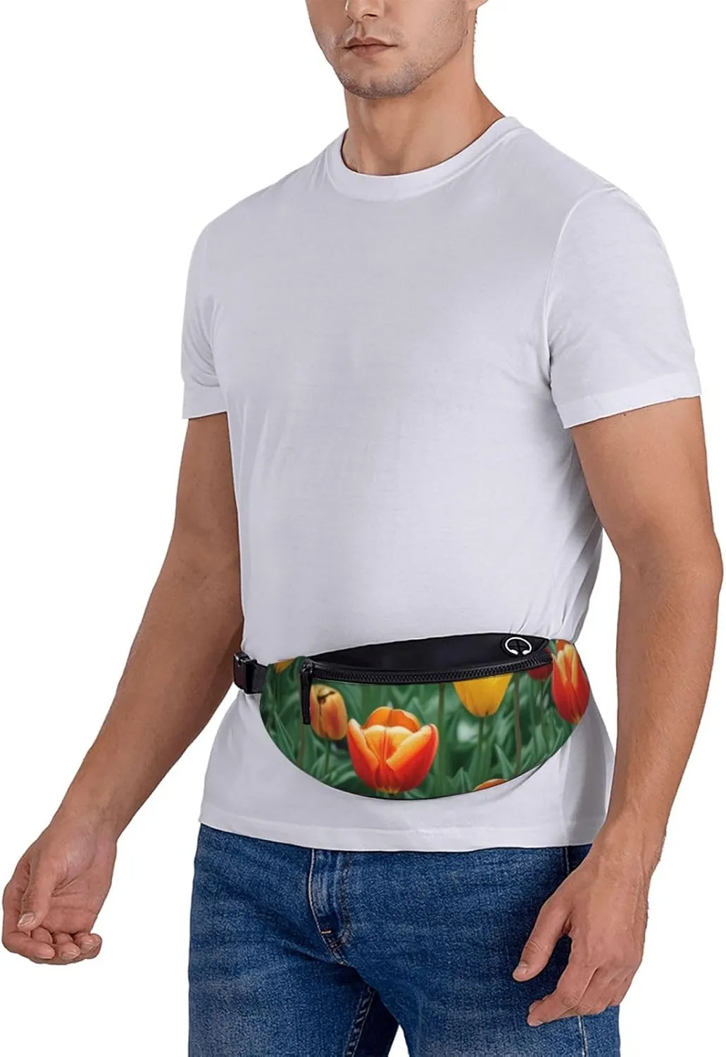 Casual tulips Printed Fanny Pack,Crossbody Fanny packs for women Men Waist Bag for Running Travel