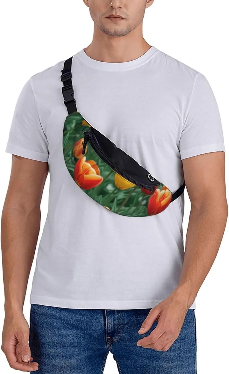 Casual tulips Printed Fanny Pack,Crossbody Fanny packs for women Men Waist Bag for Running Travel