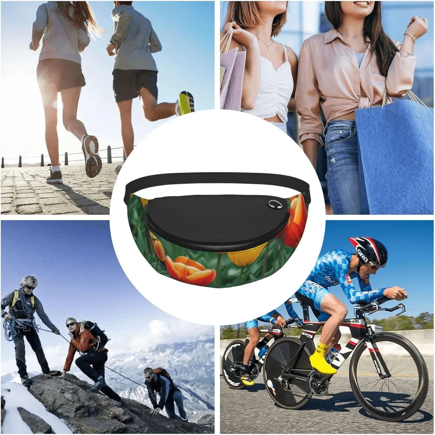 Casual tulips Printed Fanny Pack,Crossbody Fanny packs for women Men Waist Bag for Running Travel