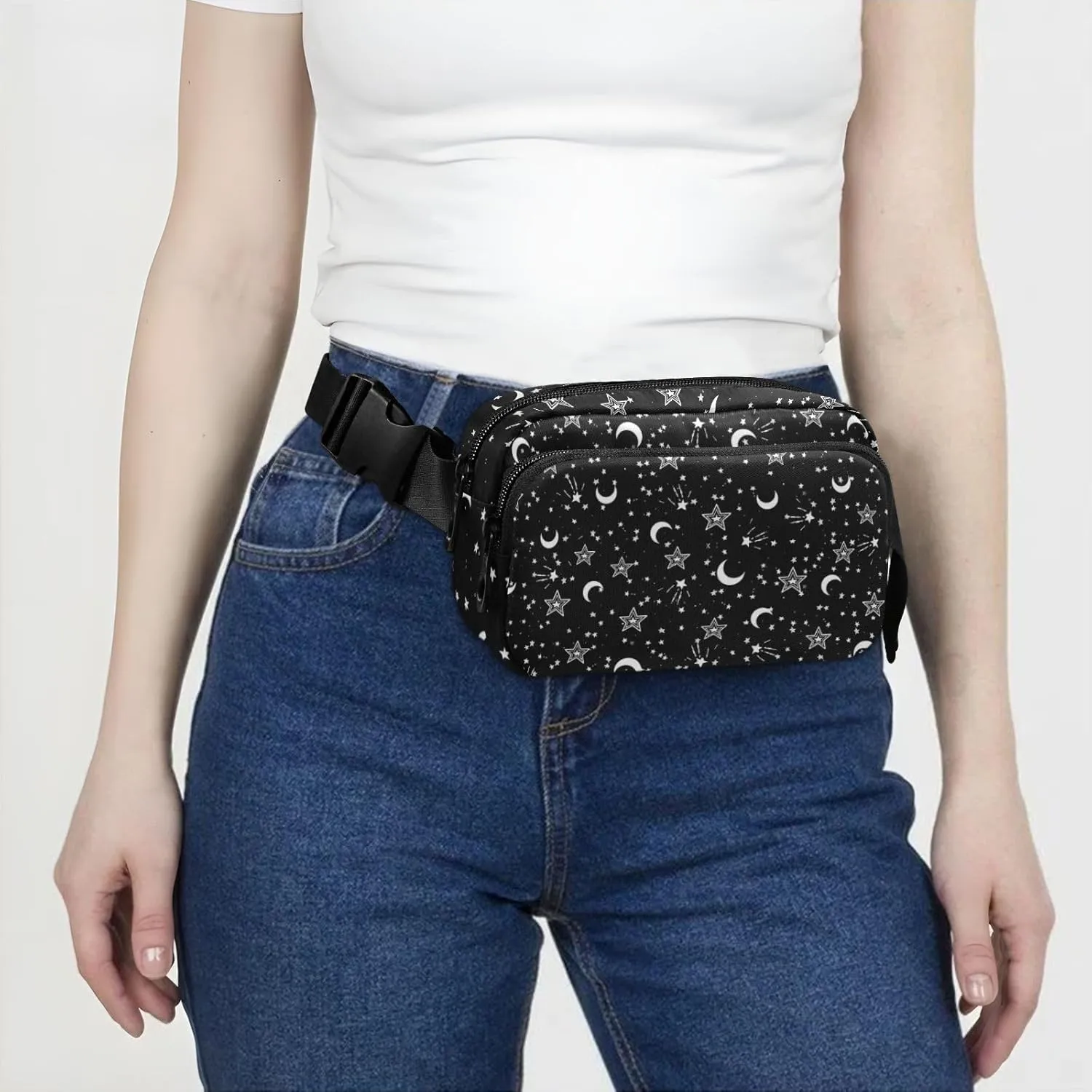 CBBYY Star Fanny Pack for Women Men,Crossbody Waist Bag Pack Adjustable Casual Waist Belt Bag for Travel Running Workout Cycling