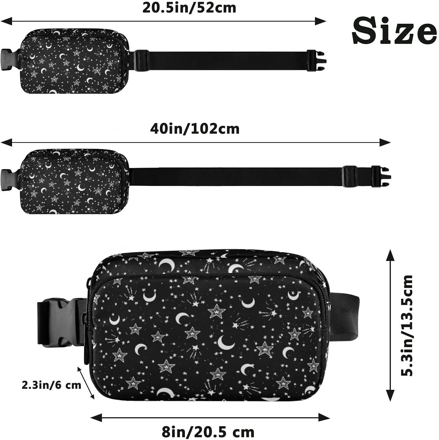 CBBYY Star Fanny Pack for Women Men,Crossbody Waist Bag Pack Adjustable Casual Waist Belt Bag for Travel Running Workout Cycling