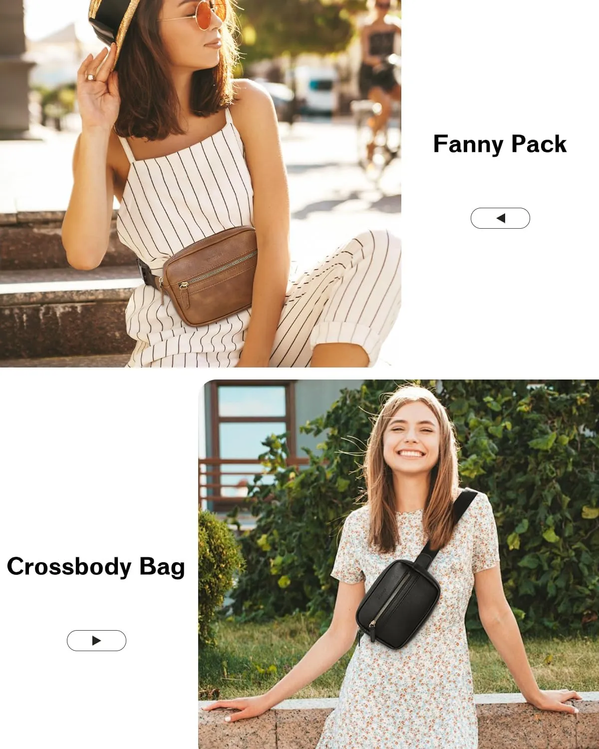 CHOLISS Fanny Packs for Women and Men, Belt Bag for Women, Crossbody Vegan Leather Fashion Waist Packs whith Adjustable Strap(Brown)