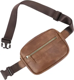 CHOLISS Fanny Packs for Women and Men, Belt Bag for Women, Crossbody Vegan Leather Fashion Waist Packs whith Adjustable Strap(Brown)