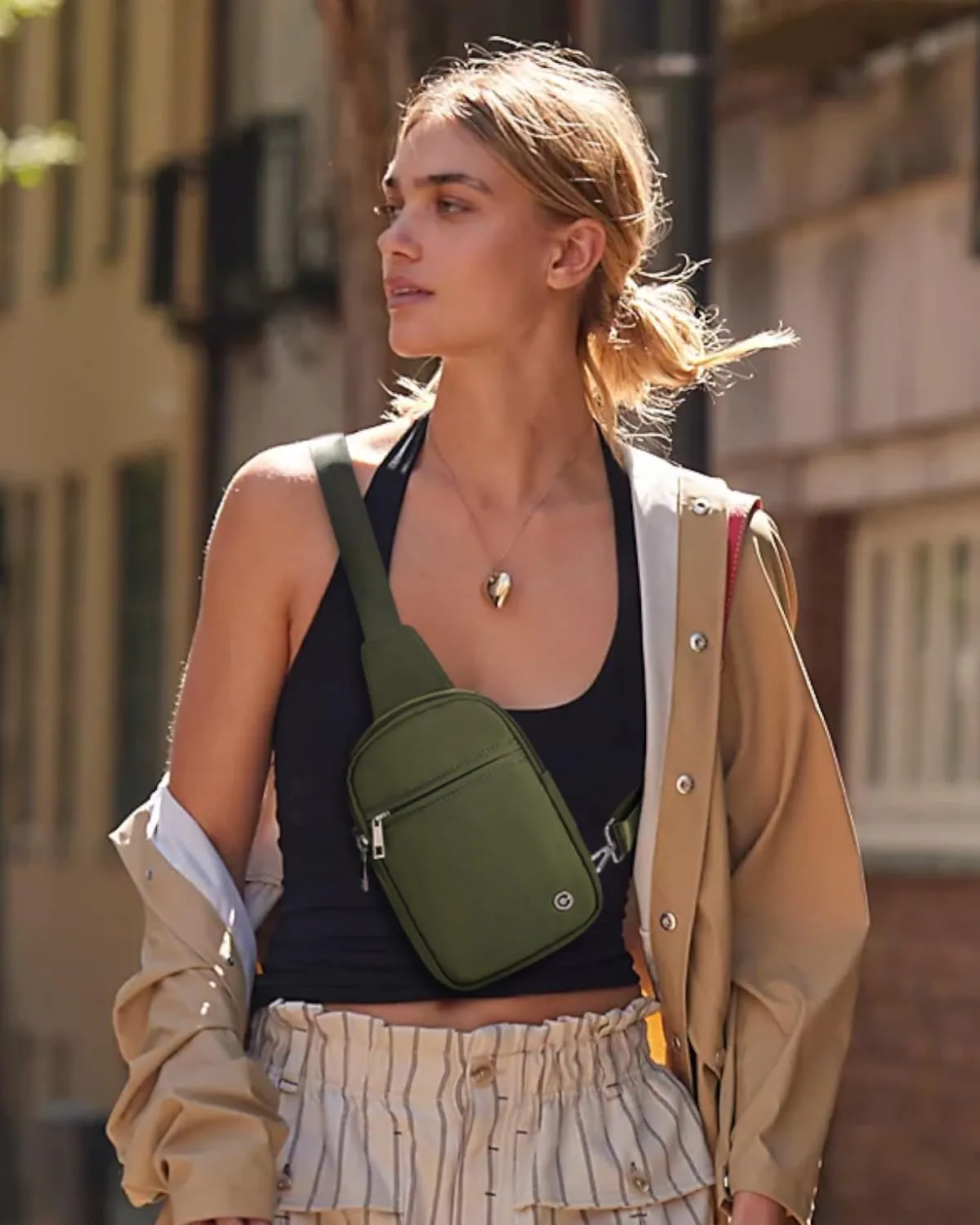 CHOLISS Small Crossbody Bags for Women and Men - Sling Bag Trendy Fanny Packs Chest Bag with Extended Strap