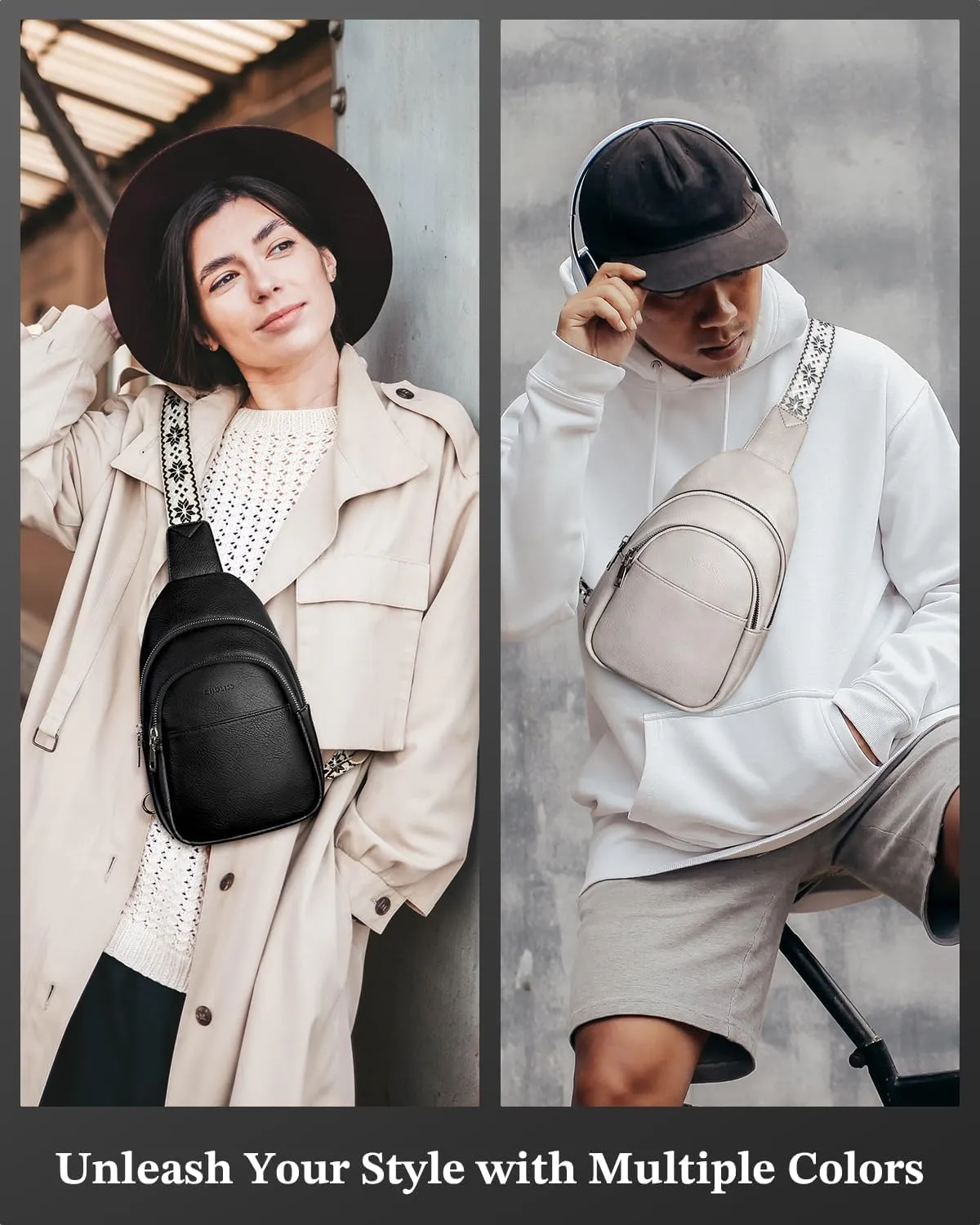 CHOLISS Small Sling Bag for Women Leather Crossbody Fanny Packs Chest Bag for Women