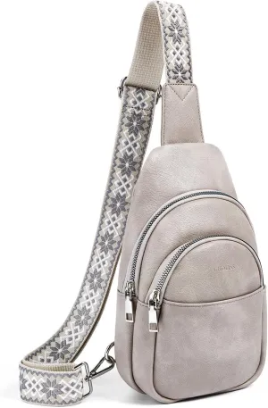 CHOLISS Small Sling Bag for Women Leather Crossbody Fanny Packs Chest Bag for Women