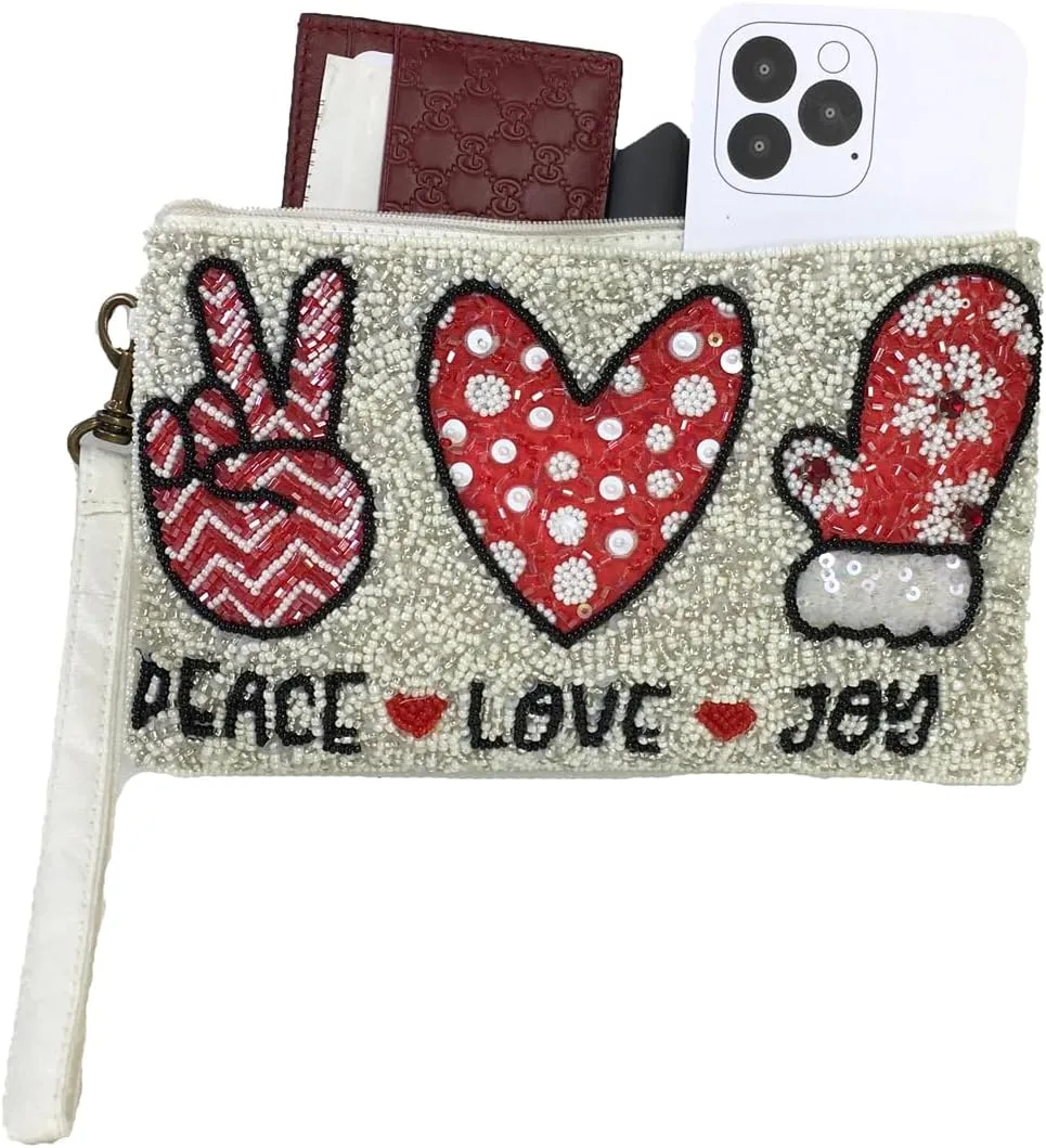 Christmas Cheer Women's Beaded Holiday Mingle Wristlet Phone Crossbody