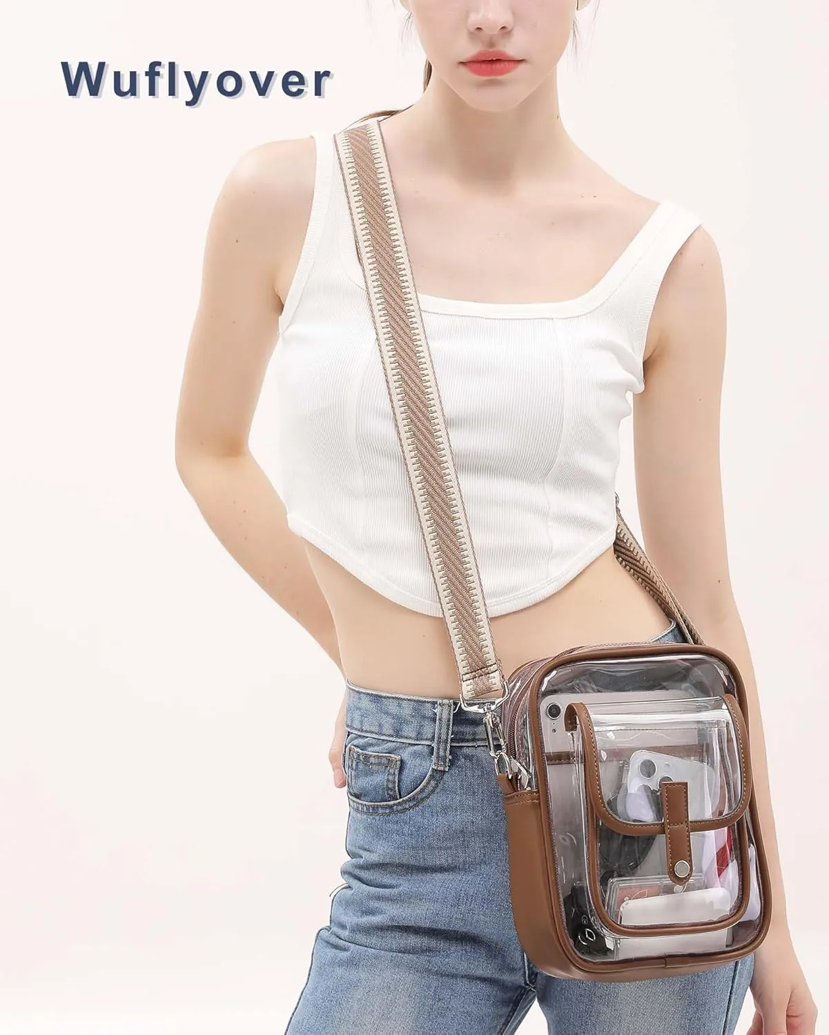 Clear Bag for Stadium Events, Clear Crossbody Bag Stadium Approved,Clear Purse for Women,Clear bags for Man