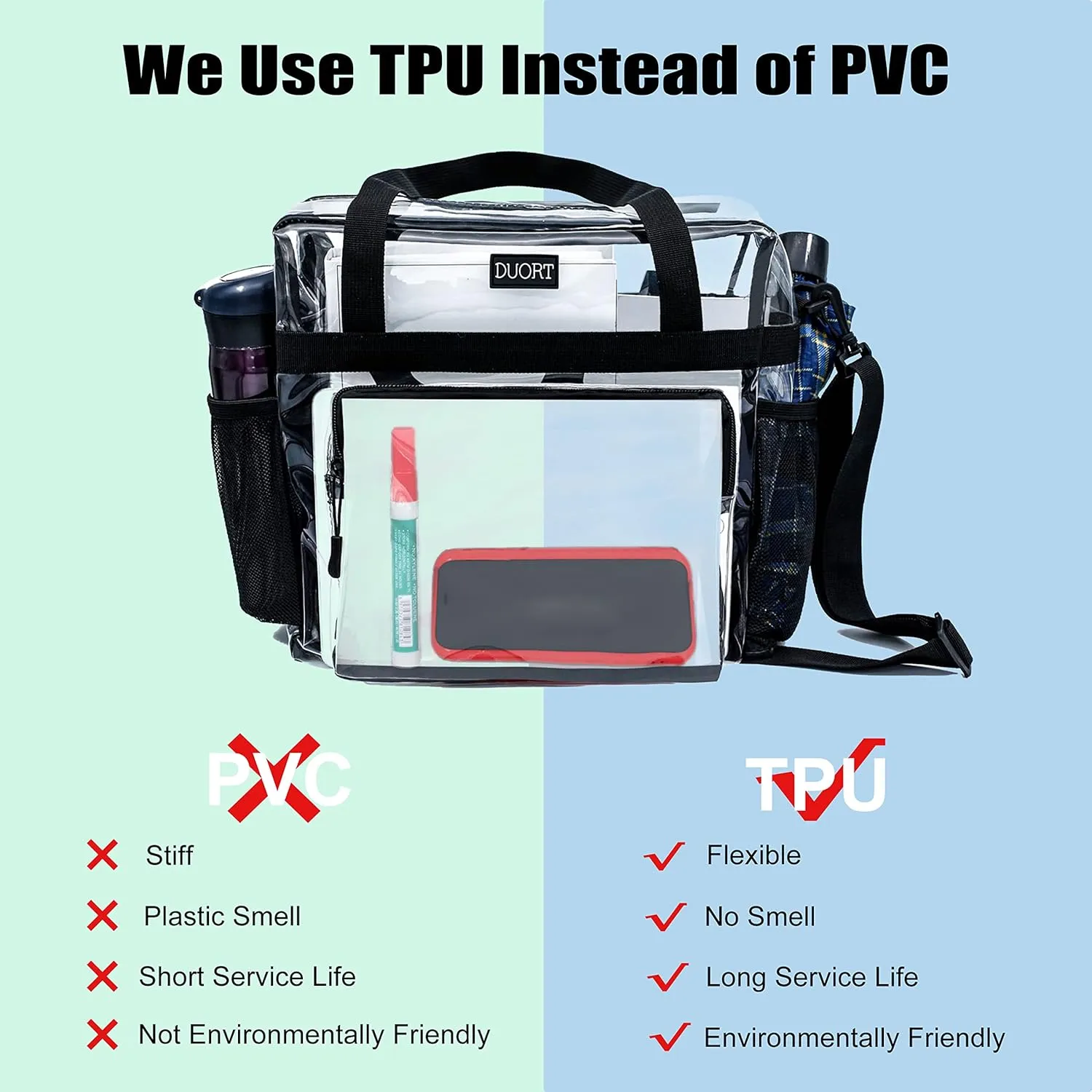 Clear Bag Stadium Approved, TPU Clear Purses Inside Pocket，Crossbody Bag Adjustable Strap for Concert，Sporting Events